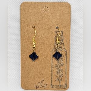 Handmade by me sterling silver fish hook dangle flower clover glass bead earring